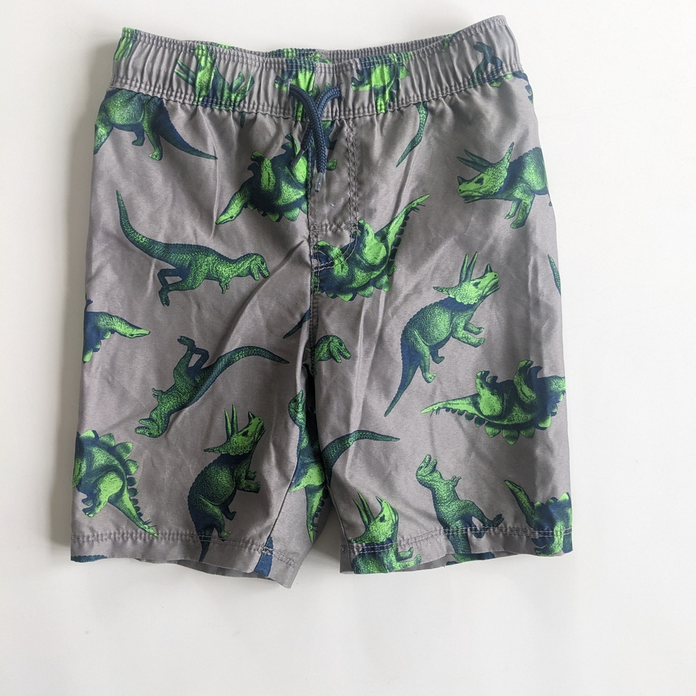 Old Navy Green and Gray Dinosaur Swim Trunks